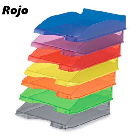 BANDEJA APILABLE FAIBO PLASTICO TRANSLUCIDO ROJO 93TR-63