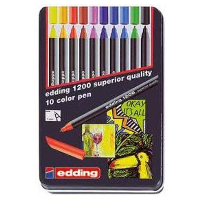 ROTULADOR EDDING 1200 CAJA METAL 10 COLORES