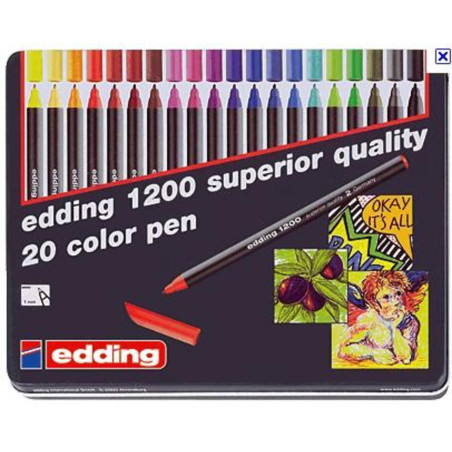 ROTULADOR EDDING 1200 CAJA METAL 20 COLORES