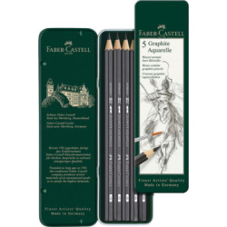 LAPIZ GRAFITO ACUARELABLE FABER-CASTELL CAJA METAL 5U HB-2B-4B-6B-8B 117805