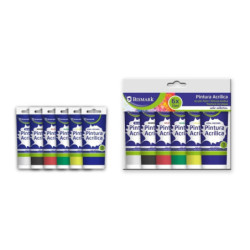 PINTURA ACRILICA BISMARK 75ML SET 6 TUBOS 75ML COLORES SURTIDOS 330033 POESSA
