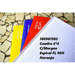 CUADERNO ESPIRAL FOLIO 50 HOJAS 70 GR CUADRO 4*4 MARGEN NARANJA 180981502 ESCOLOFI (5)