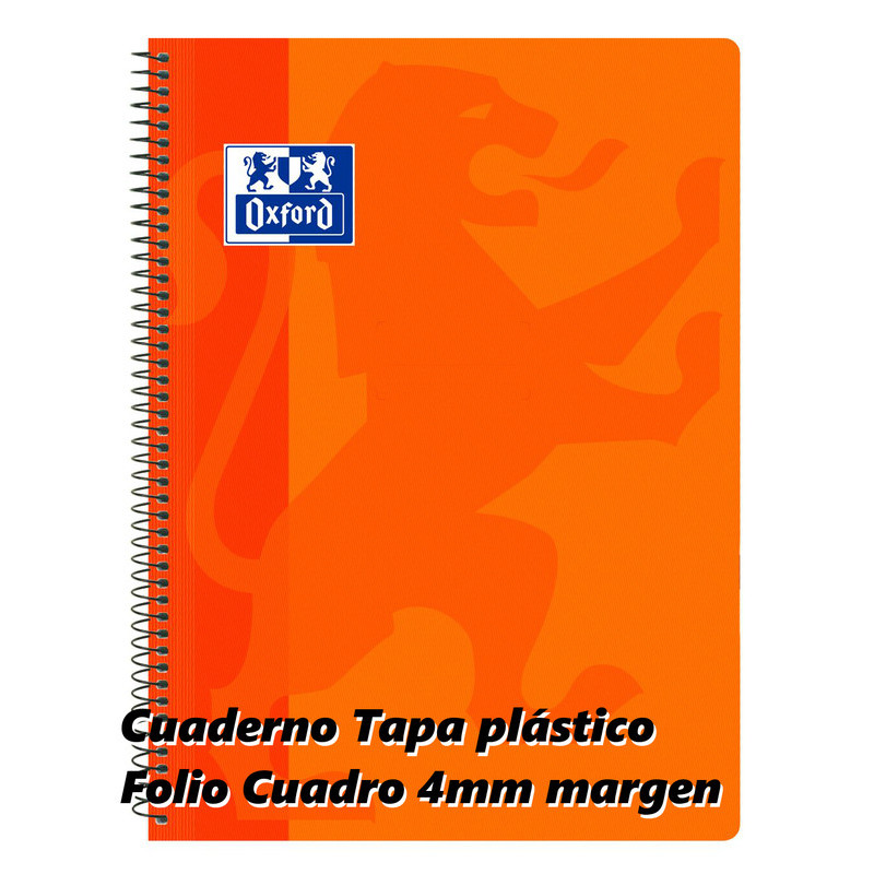 CUADERNO ENRI OXFORD SCHOOL TAPA PLASTICO FOLIO 80H 4*4 NARANJA 400079665