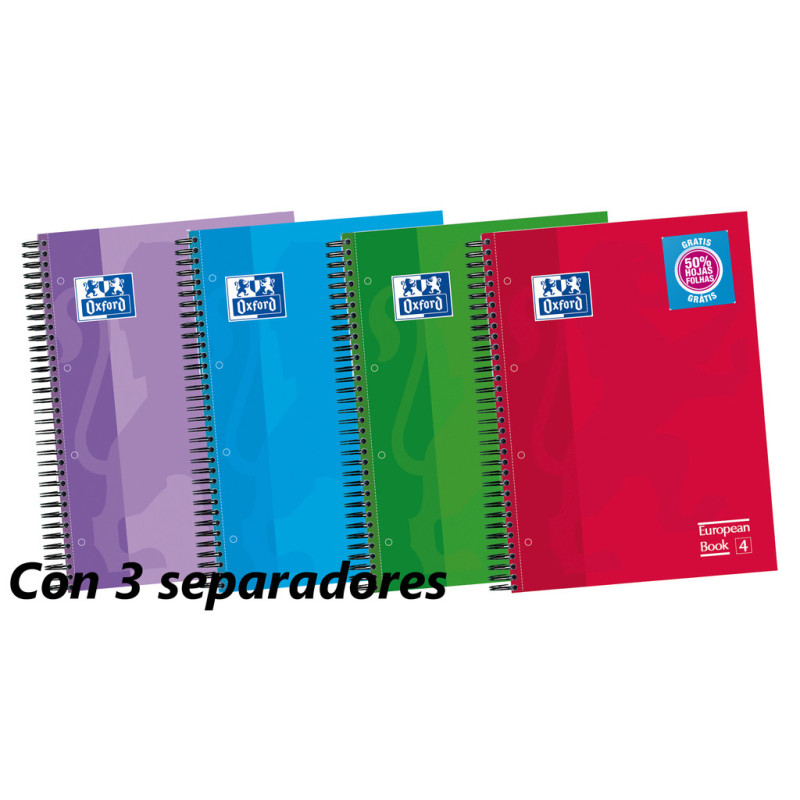 CUADERNO EUROPEAN ENRI OXFORD TE A-4 120H 5*5 3 SEPARADORES 400027275