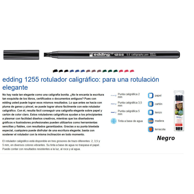 ROTULADOR EDDING 1255 CALIGRAFICO NEGRO 01 BLISTER 3U