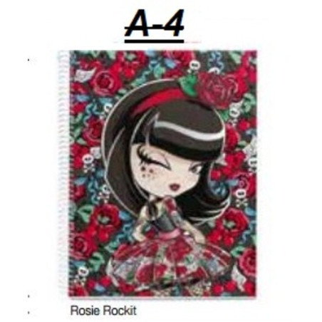 CUADERNO EUROPEAN A-4 MR14 120H KIMMI LOVE ROSIE ROCKIT 47668 ^