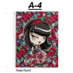 CUADERNO EUROPEAN A-4 MR14 120H KIMMI LOVE ROSIE ROCKIT 47668 ^