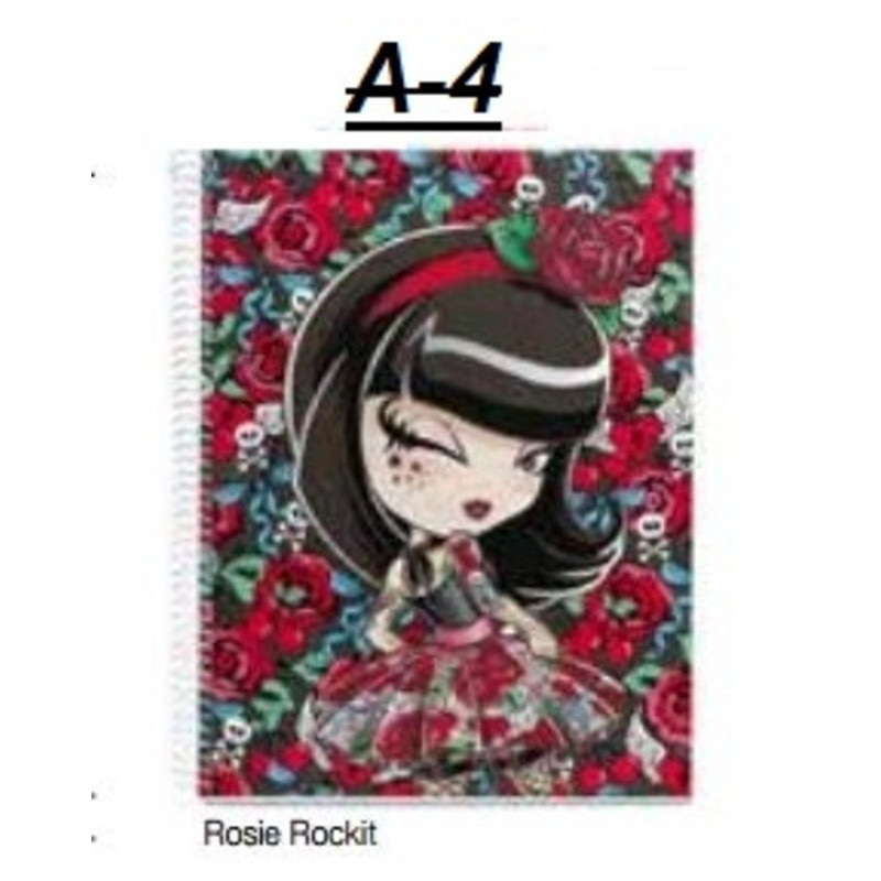 CUADERNO EUROPEAN A-4 MR14 120H KIMMI LOVE ROSIE ROCKIT 47668 ^