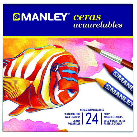 CERAS ACUARELABLES MANLEY CJ.24u. CLORES SURTIDOS
