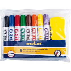 MARCD. MOLIN PIZARRA BLANCA BLISTER 8 COLORES BORRADOR RWB230-08B