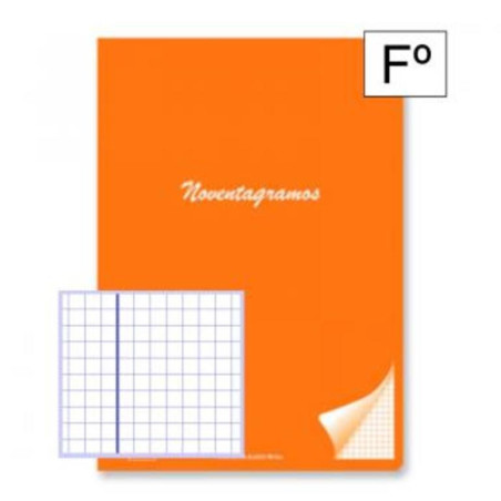 LIBRETA PACSA NOVENTAGRAMOS FOLIO 48H CUADROS 4*4 NARANJA 20038 ^