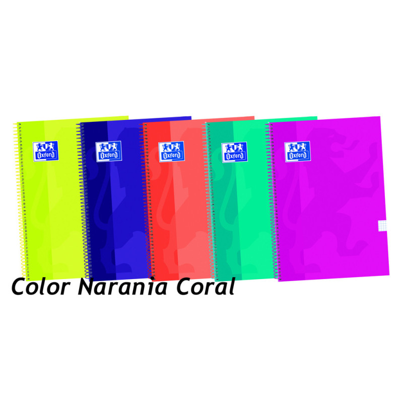 CUADERNO ENRI OXFORD SCHOOL EUROPEAN A-4  80H 5*5 SOFT TOUCH NARANJA CORAL 400075554
