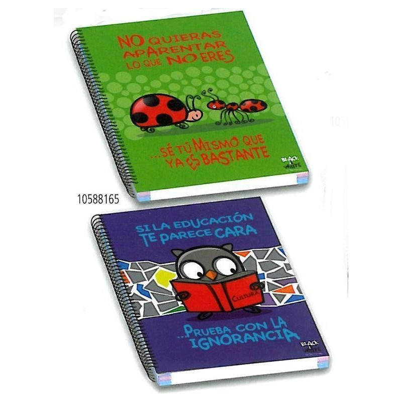 CUADERNO EUROPEAN DEC A-4 ENRI 09 BLACK & WHITE ANIMAL MIX 100H 10588165 ^