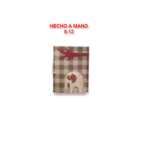 LIBRETA NOTAS PRYSE FIELTRO ELEFANTE BLANCO 8*12 8000821 ^