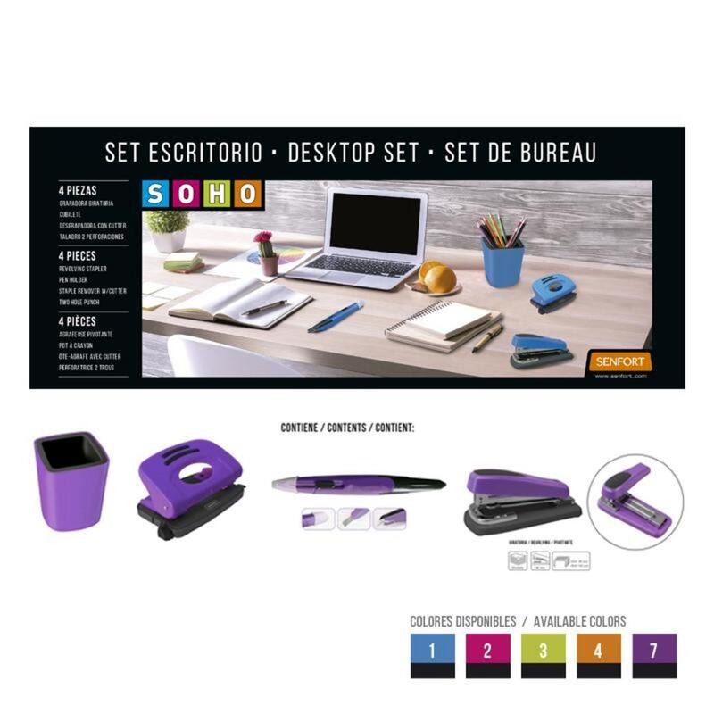 JUEGO OFICINA SENFORT19 SOHO 4 PIEZAS COLOR VIOLETA 20887