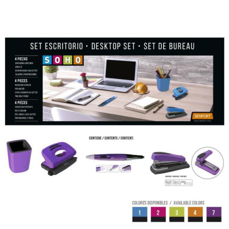 JUEGO OFICINA SENFORT19 SOHO 4 PIEZAS COLOR VIOLETA 20887
