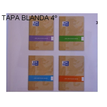 CUADERNO ENRI OXFORD RECICLADA TB 4º 80H CDLA 4MM 101960204 ^