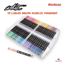 ROTULADOR ACRILICO PINCEL ALEX BOG LIQUID BRUSH MALETA REGALO 48 COLORES AB-0667