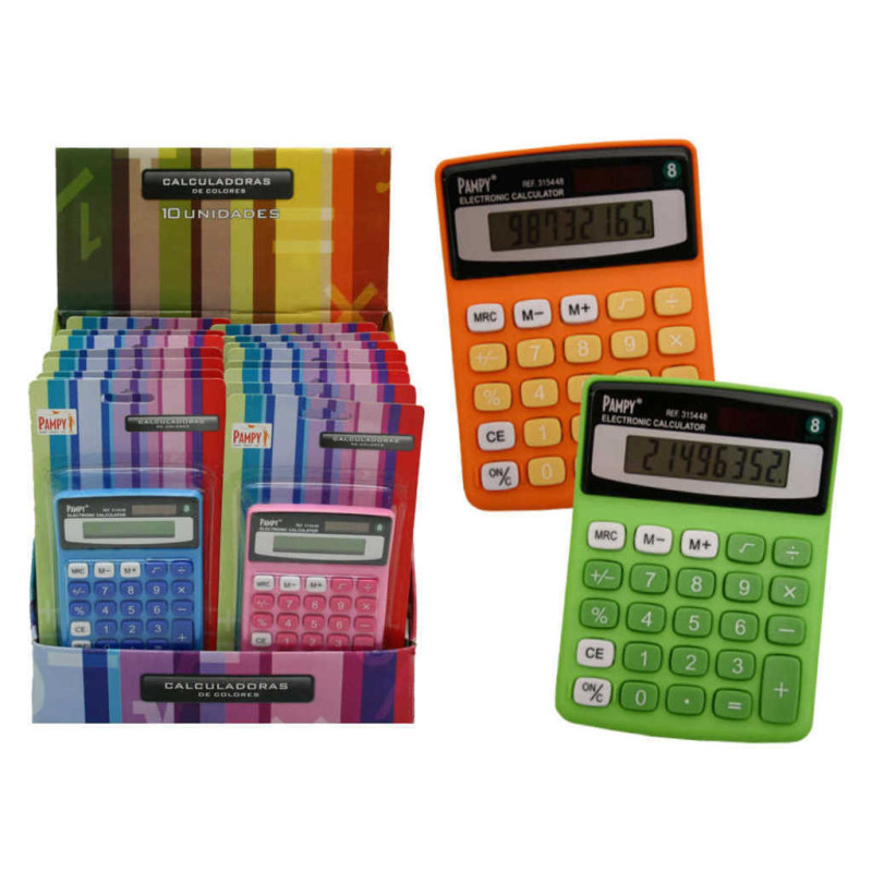 CALCULADORA PAMPY ESCOLAR 8 DIGITOS COLORES POESSA 315448