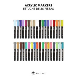 ESTUCHE ARTIST 36 MARCADORES ACRILICOS SURTIDOS ALEX BOG AB-0636