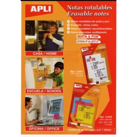 BLOC NOTAS ADHESIVO VELLEDA  APLI 10*10 COLORES PTE 6U. + ROTULADOR 11042 ^