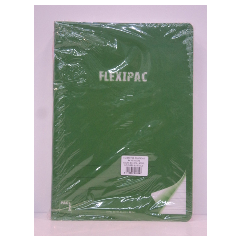 LIBRETA PACSA FLEXIPAC TAPA PLASTICO A-4 48H PAUTA 3,5 90G 20059