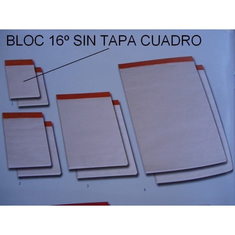 BLOC NOTAS GRAPADO  16º CUADROS S/TAPA PTE 10U PACSA 18127