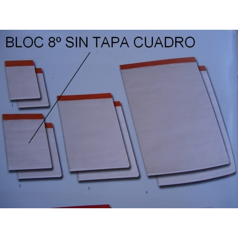 BLOC NOTAS GRAPADO  8º CUADROS S/TAPA PTE 10U PACSA 18130