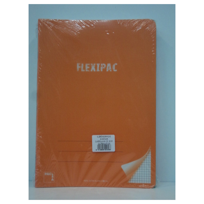 LIBRETA PACSA FLEXIPAC TAPA PLASTICO A-4 48H CUADROS 4*4  90G 20056