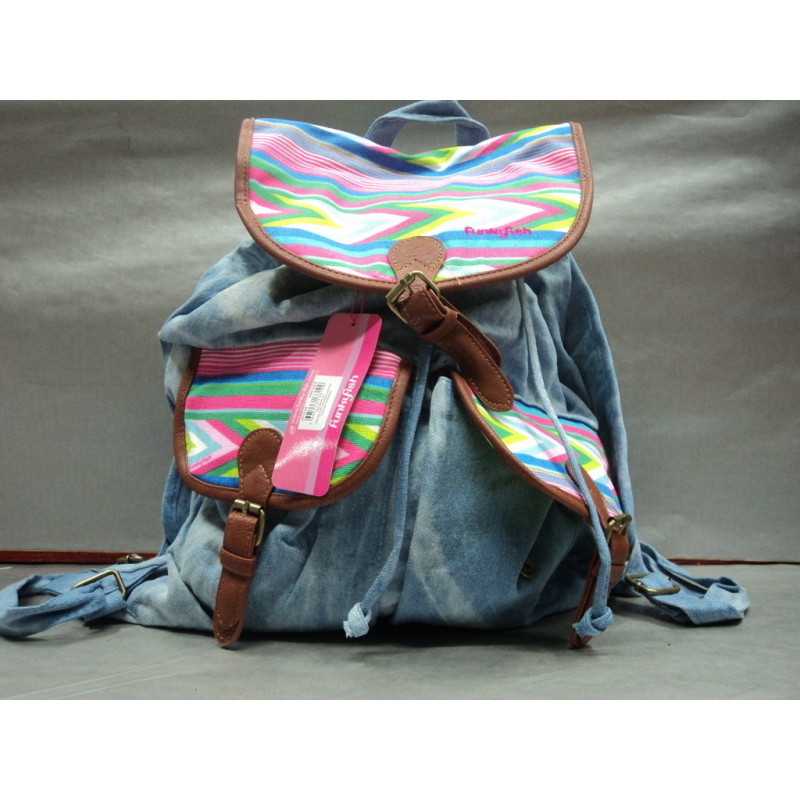 MOCHILA PETATE FUNKYFISH LONA FUNKY YOUNG 38CM VAQUERO AZUL FF133109 ^