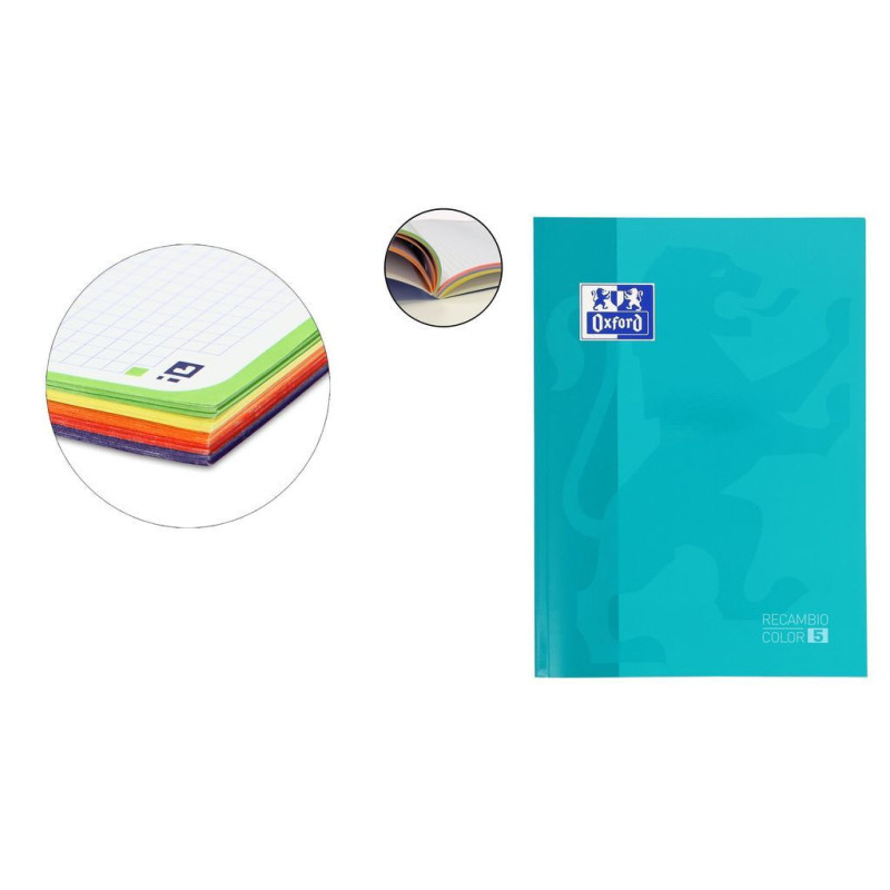 RECAMBIO ENRI OXFORD SCHOOL EUROPEAN A-4 C/TAPA 80H 5*5 SURTIDO 5 COLORES 400045041