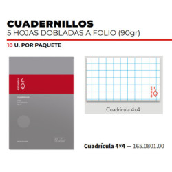 CUADERNILLO 5 HOJAS CUADRO 4*4 ESCOLOFI PTE 10U 165080100