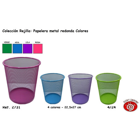 PAPELERA REJILLA METAL COLORES 2731 SORT21