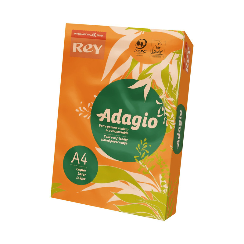 PAPEL REPRO 80G A-4 REY ADAGIO INTENSO NARANJA C-21 500H ^