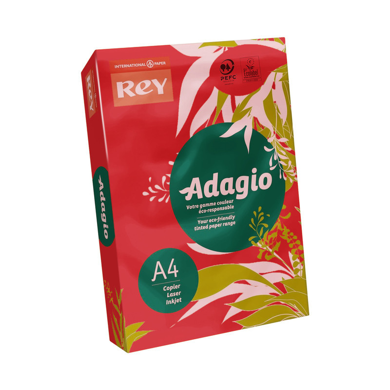 PAPEL REPRO 80G A-4 REY ADAGIO INTENSO ROJO C-22 500H ^