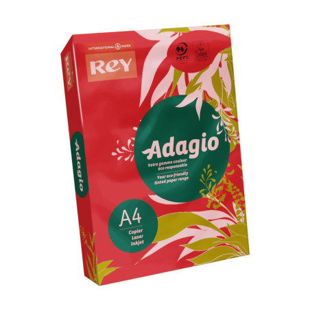 PAPEL REPRO 80G A-4 REY ADAGIO INTENSO ROJO C-22 500H ^