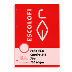 RECAMBIO ESCOLOFI FOLIO  4TAL 100H CUADROS 8*8 110034904