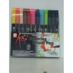 ROTULADOR KOI SAKURA COLORING BRUSH PEN 12 COLORES XBR-12A PUNTA PINCEL TALENS