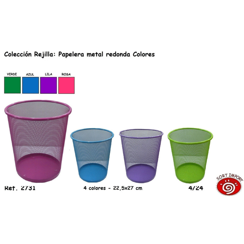 PAPELERA REJILLA METAL COLORES 2731 SORT21