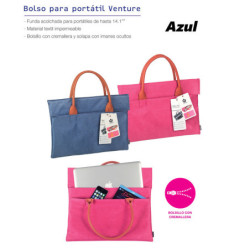 BOLSO CARCHIVO TELA VENTURE PARA PORTATIL 14,1" AZUL 26010009