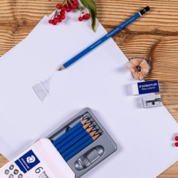 JUEGO LAPIZ STAEDTLER MARS LUMOGRAPH 6 LAPICES + BORRADOR 526 50 Y SACAPUNTAS 61 100 C6
