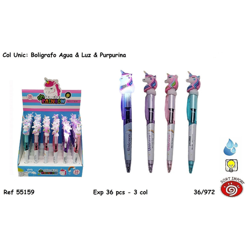 BOLIGRAFO SORT SERIE UNICORNIOS C/LUZ  55159 (36)