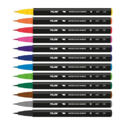 ROTULADOR ACUARELABLE MILAN PUNTA PINCEL CAJA CARTON 12 COLORES 612612S UNIDAD
