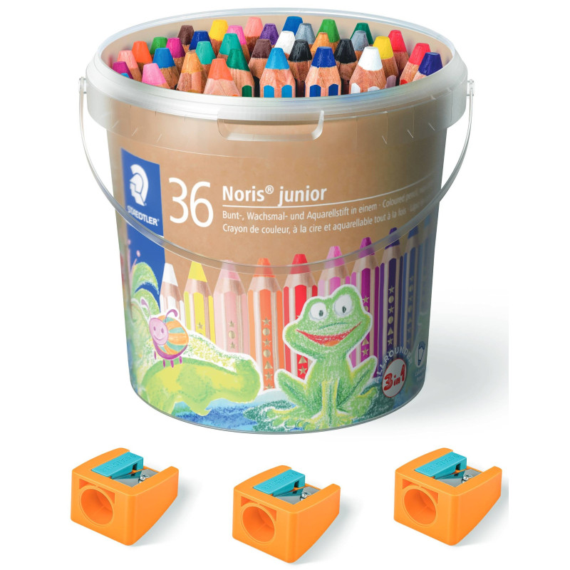 LAPICEROS COLOR NORIS JUNIOR  BOTE 36 UDS+ 3 SACAPUNTAS STAEDTLER