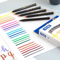 ROTULADOR MILAN PUNTA PINCEL CAJA CARTON 24 COLORES 612624 UNIDAD