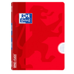LIBRETA A4+ 48HJ CUADRO 4MM T/PLASTICO OPENXFLEX ROJO  OXFORD