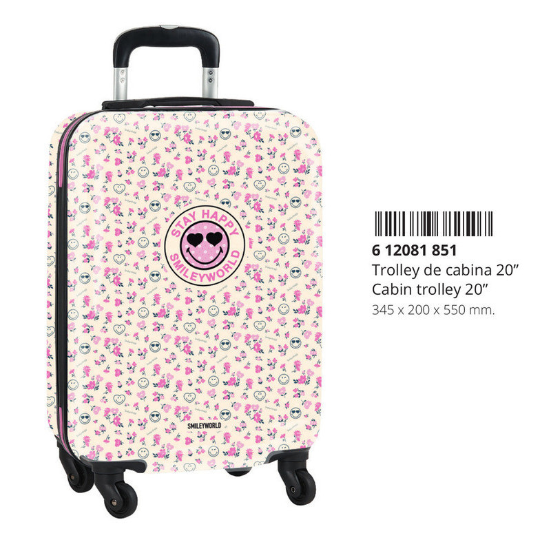 TROLLEY CABINA 20" SMILEY WORLD GARDEN 612081851 55*34,5 SAFTA22