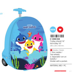 TROLLEY INFANTIL 16" BABY SHARK 612060848 43*28 SAFTA22