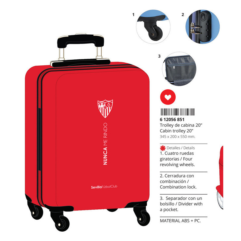 TROLLEY CABINA 20" 1 RUEDA SEVILLA FC CORPORATIVA 612056851 55*34,5 SAFTA23 VAC