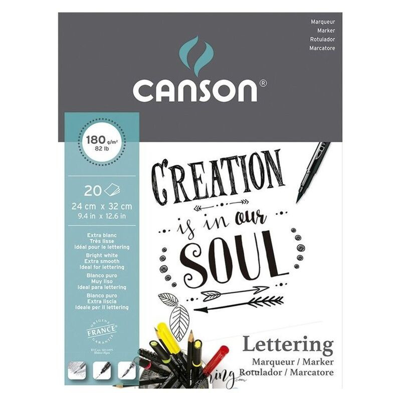 BLOC DIBUJO CANSON LETTERING MARKER FOLIO 24*32 180G ENCOLADO 20H C400109921